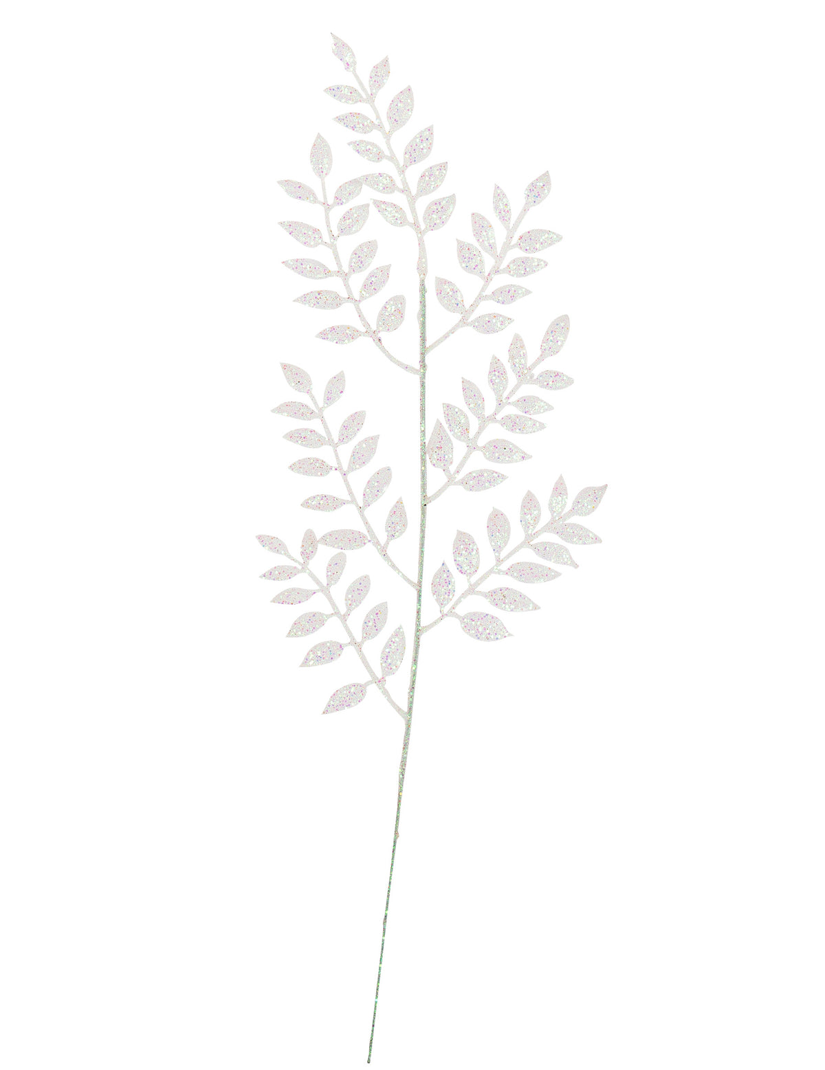 Branche de feuillage à paillettes pour décoration blanche