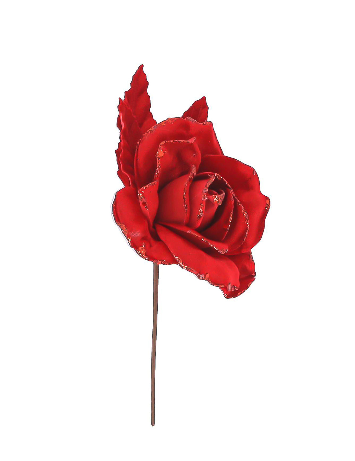 Ramo de rosa de veludo com brilhantes vermelha 21 cm