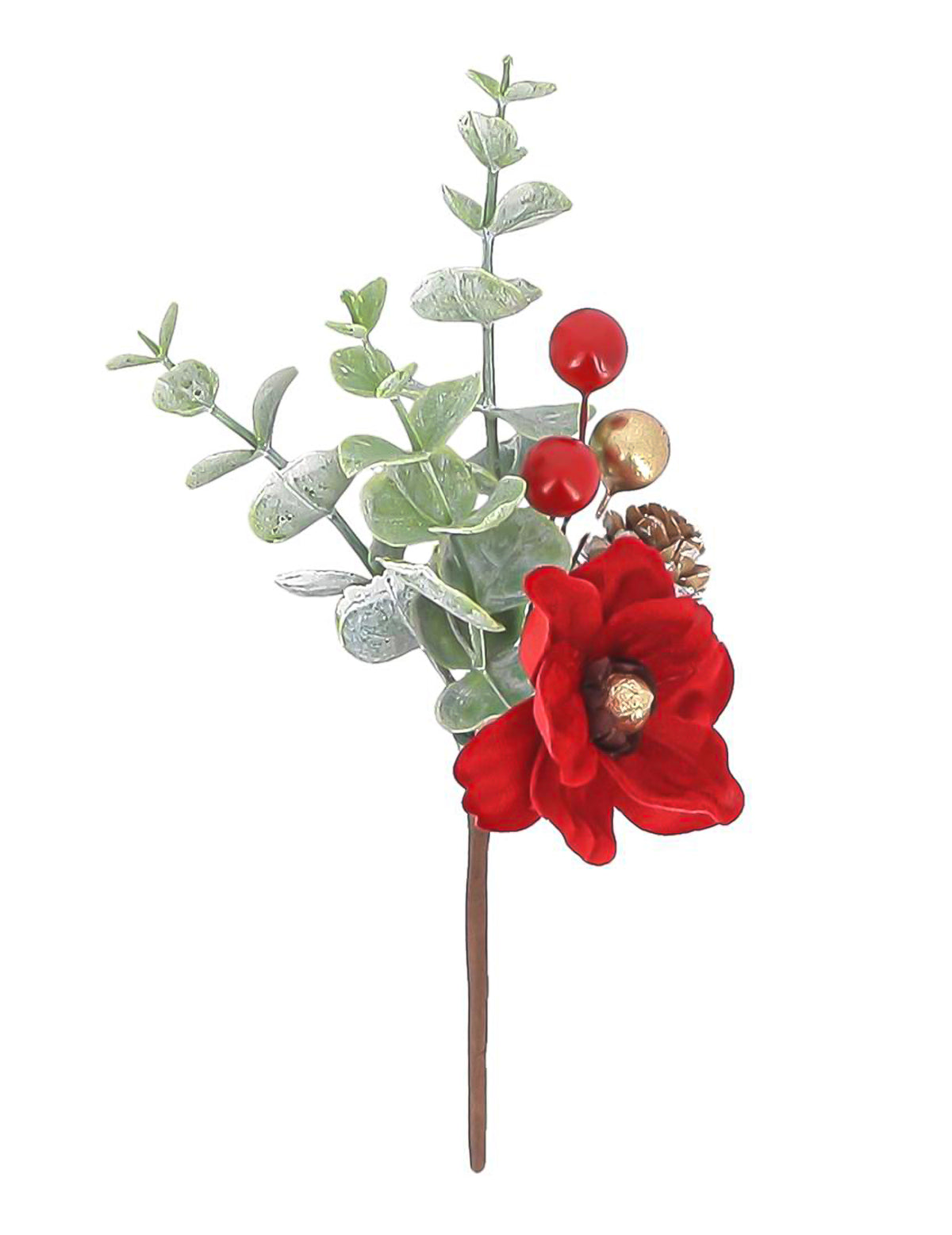 Ramo Elegance veludo vermelho verde e dourado 18,5 cm