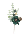 Ramo Elegância verde escuro e dourado 18 cm