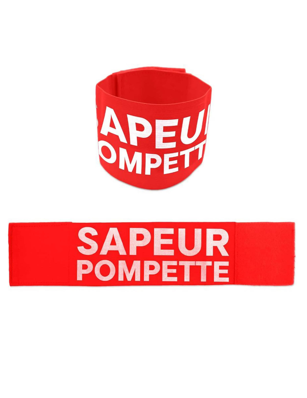 Vues de face et à plat du brassard apéro sapeur pompette