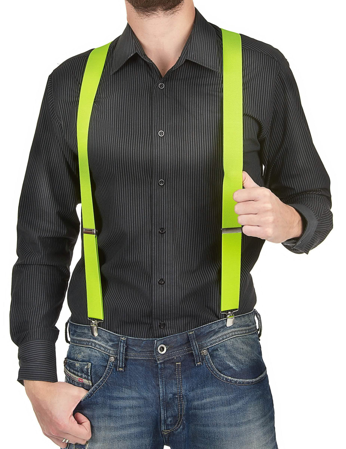Suspensórios para adulto amarelo fluo