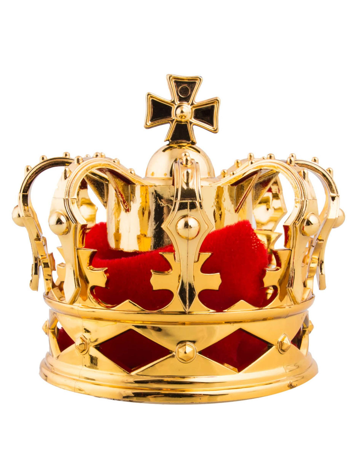 Ganchinho de cabelo mini coroa real para mulher dourado e veludo vermelho