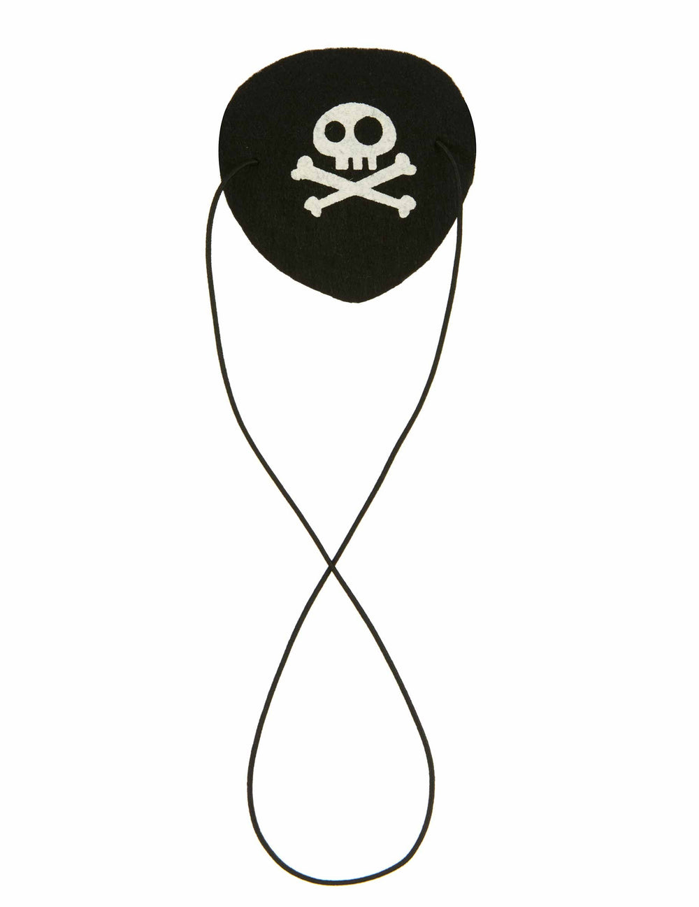 Cache oeil pirate pour adulte en feutrine noir avec tête de mort blanche