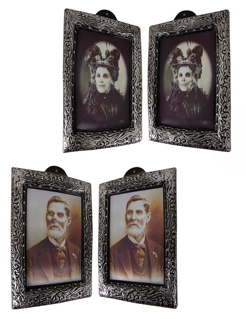 Cadre lenticulaire portrait vampire Halloween pour décoration argenté à effet de transformation