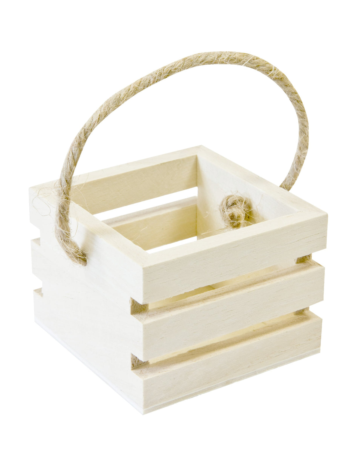 Petite cagette avec anse pour dragées en bois blanc