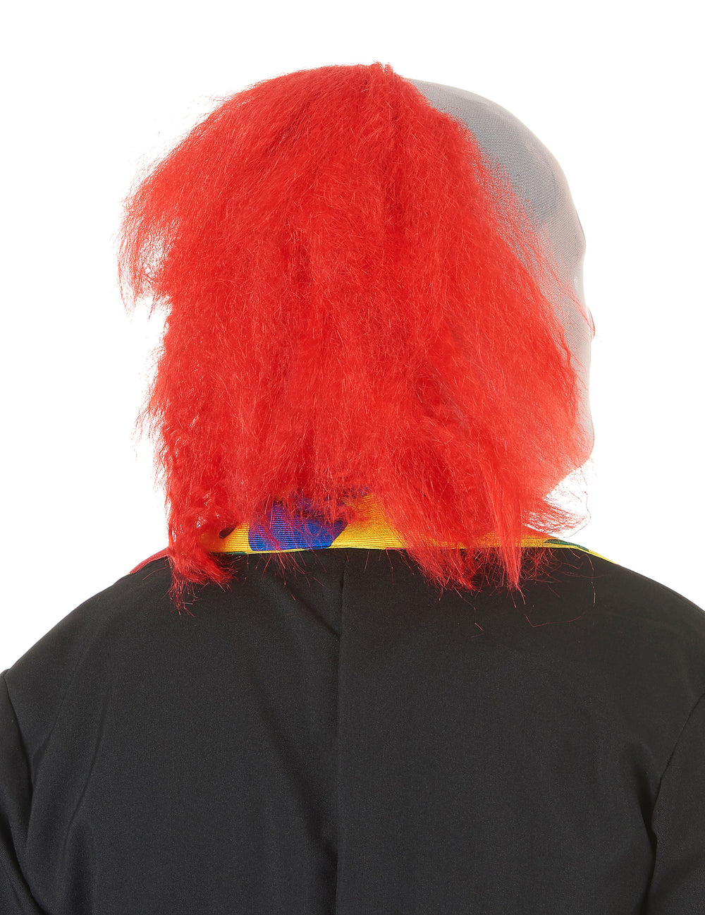 Vue de dos de la cagoule de clown avec cheveux