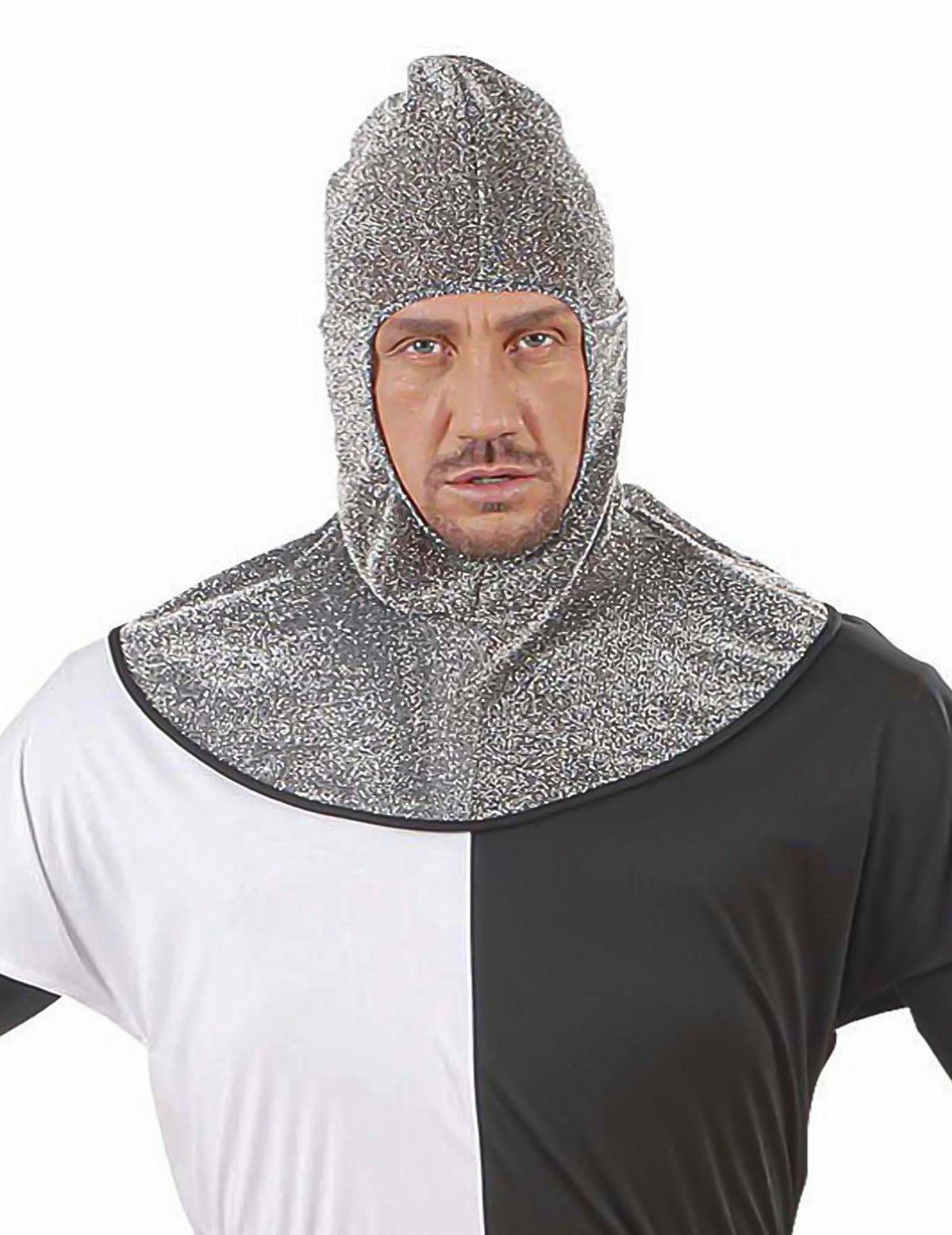 Cagoule médiévale effet cotte de maille pour adulte argentée