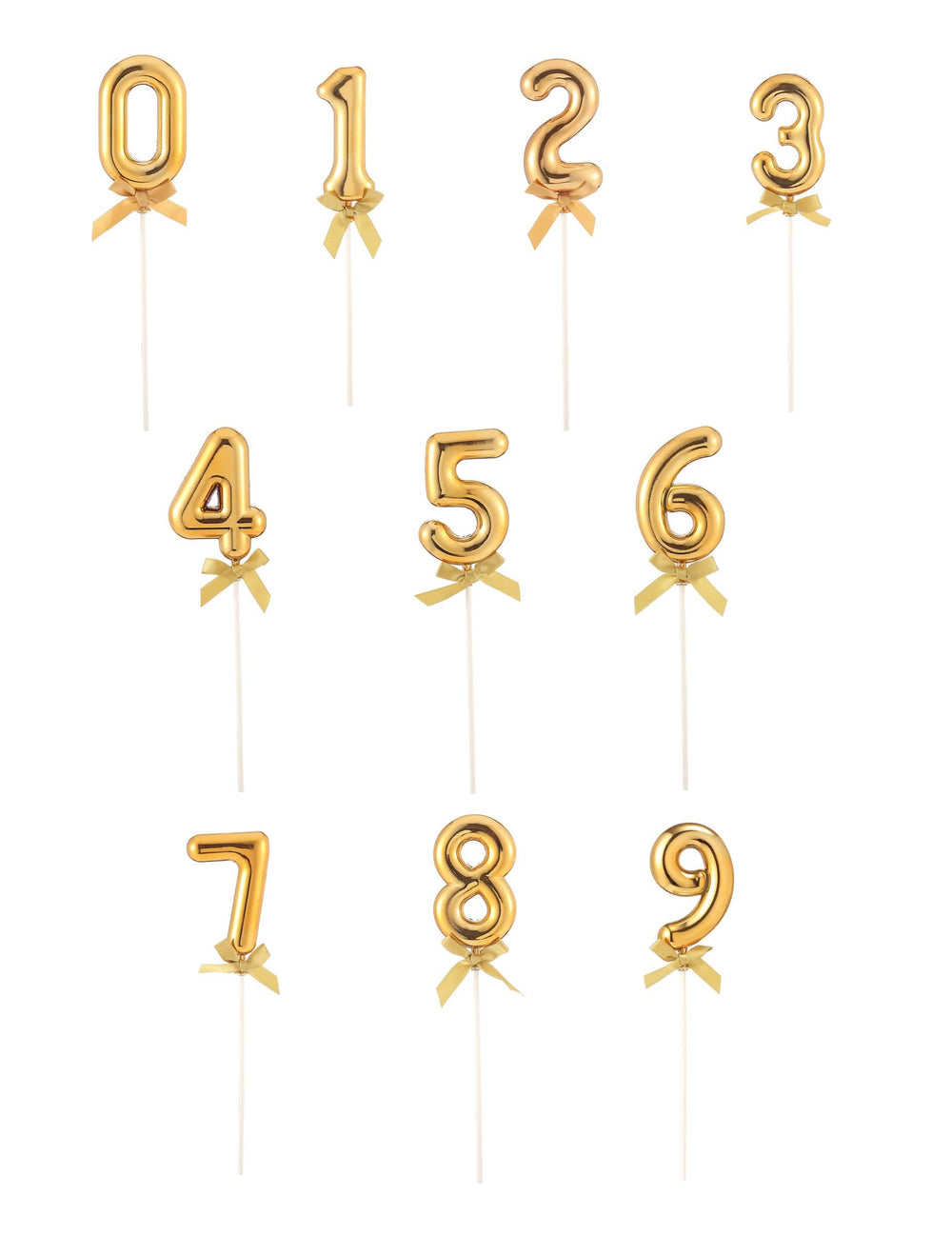 Cake topper em forma de número para aniversário dourado com laço