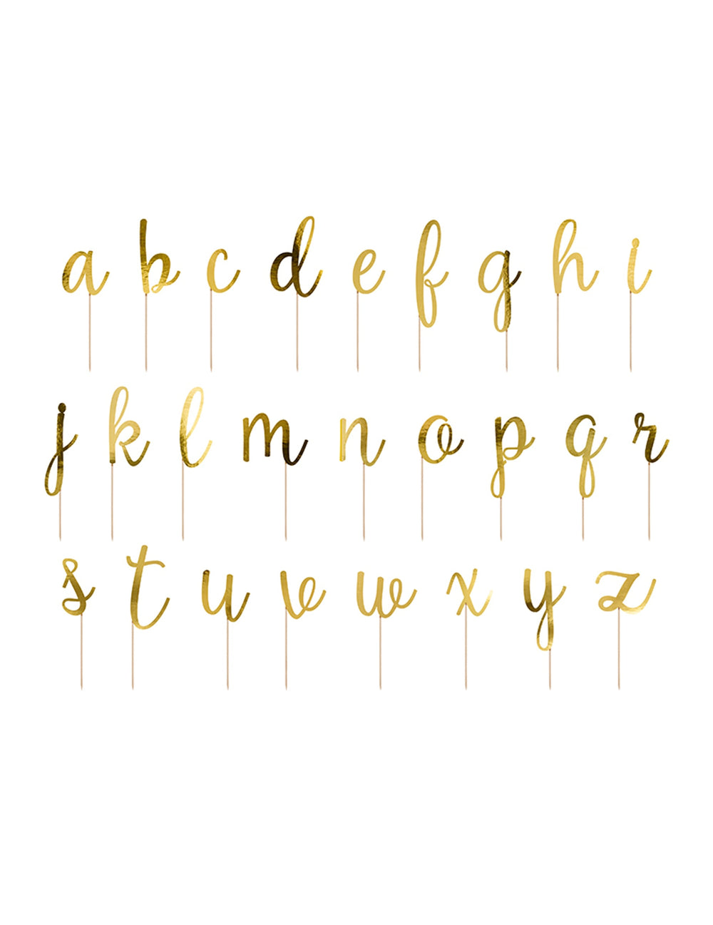 Mise en situation du kit cake toppers en bois lettres pour gâteau dorées métallisées