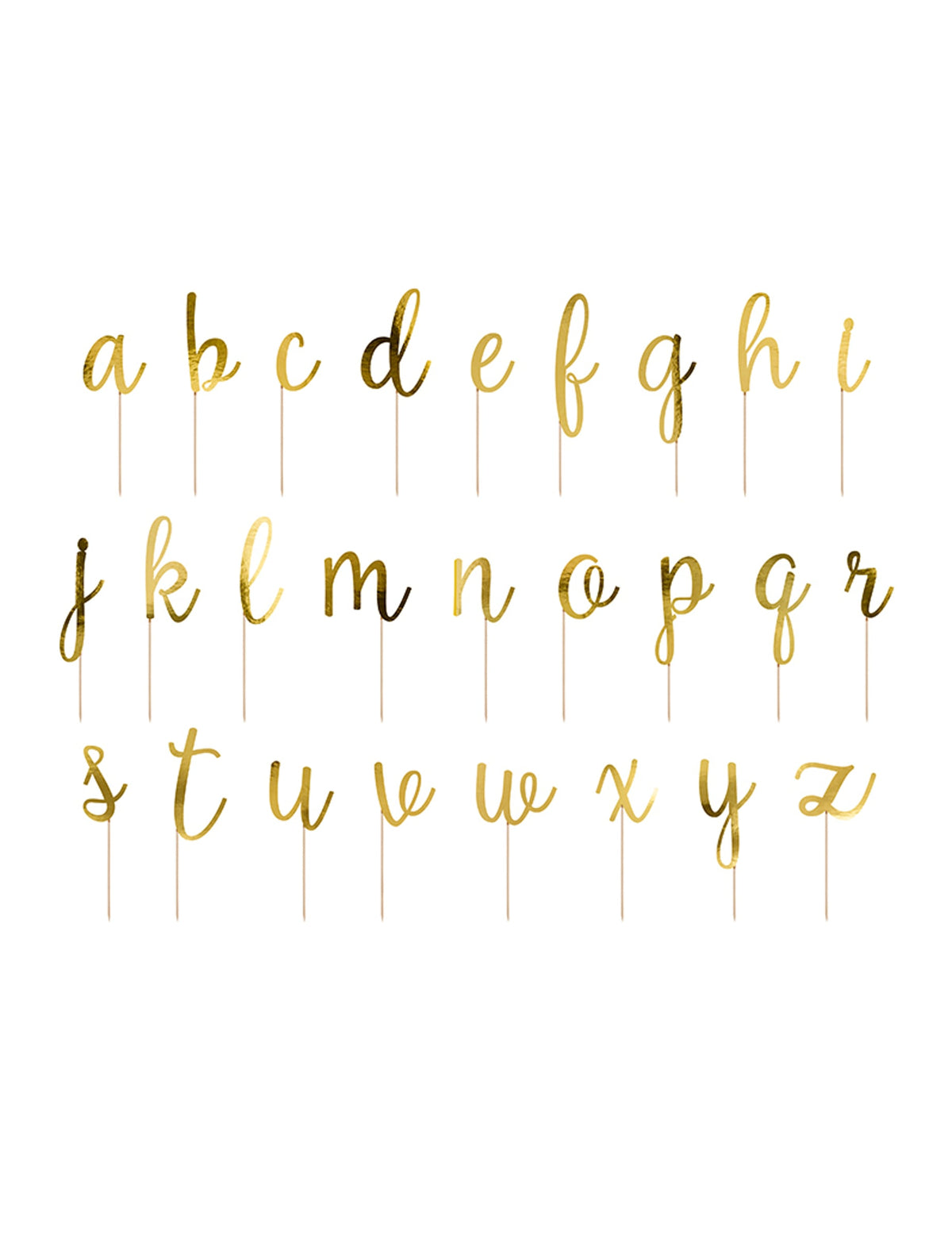 Mise en situation du kit cake toppers en bois lettres pour gâteau dorées métallisées