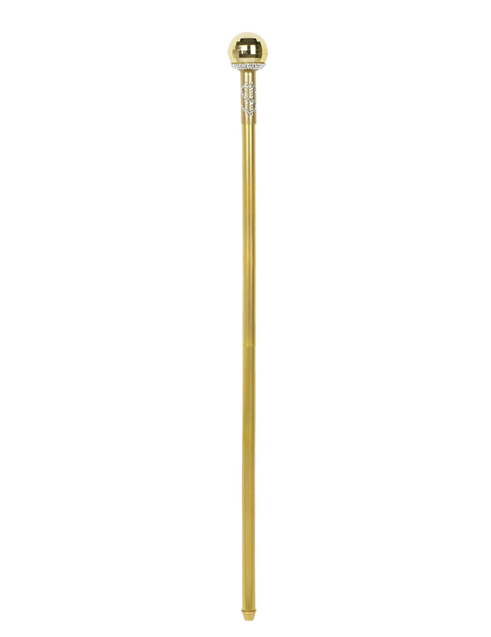 Canne dandy pimp pour adulte dorée avec pommeau dollar
