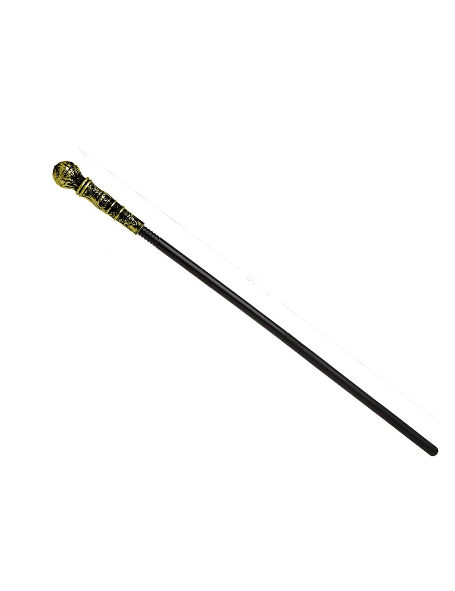 Canne sceptre doré pour adulte noir et or
