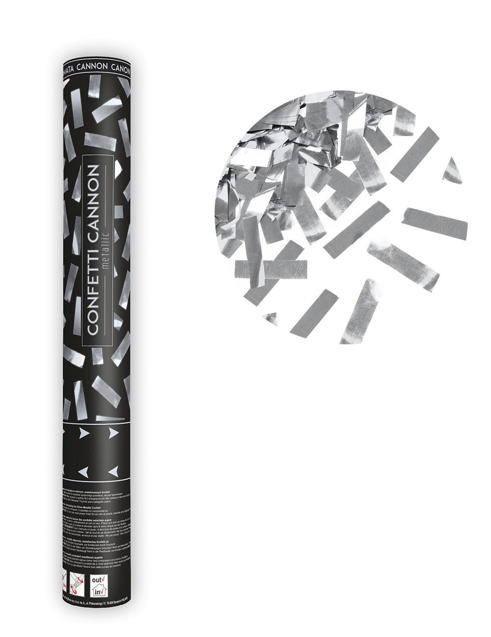 Canon à confettis bandes métalliques pour fête argentées