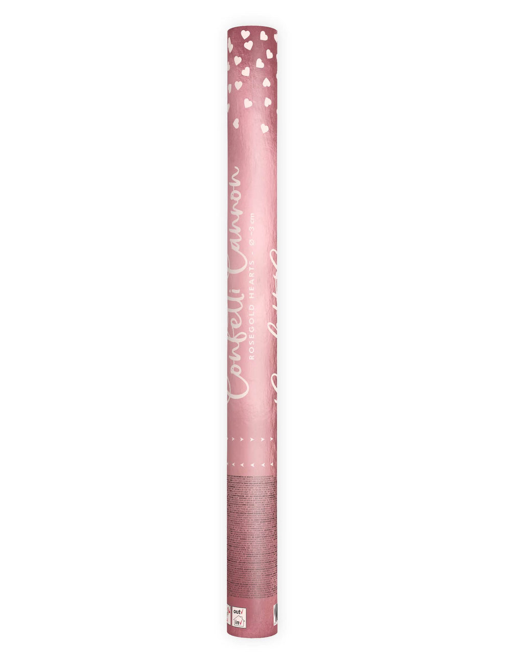 Vue d'ensemble du canon à confettis coeur rose gold