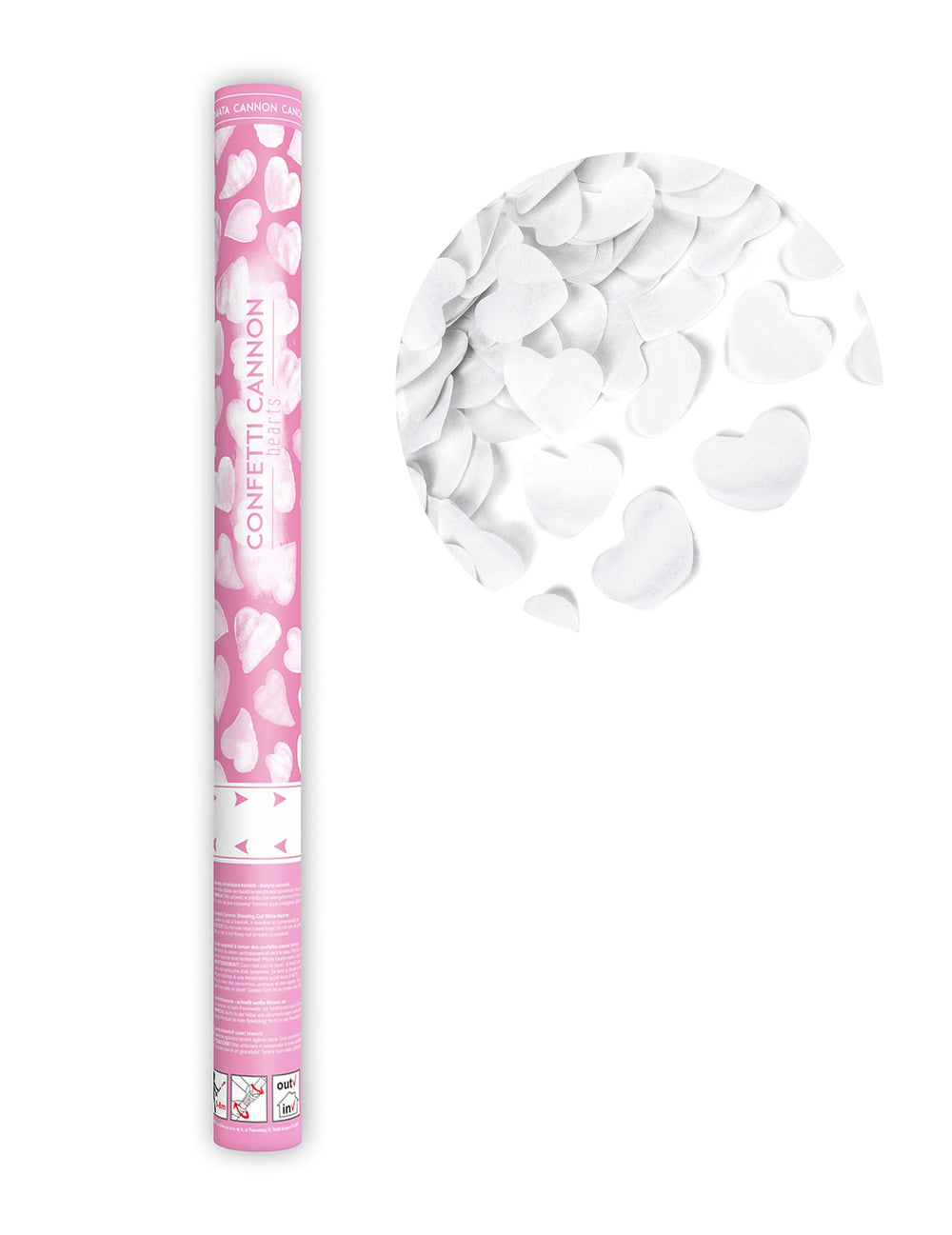 Canon à confettis coeurs pour fête blancs