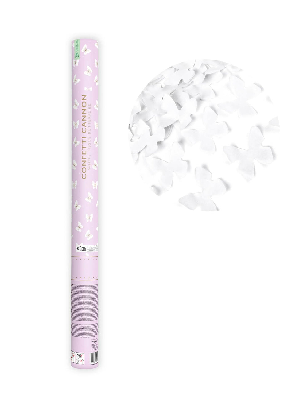 Canon à confettis papillons blancs