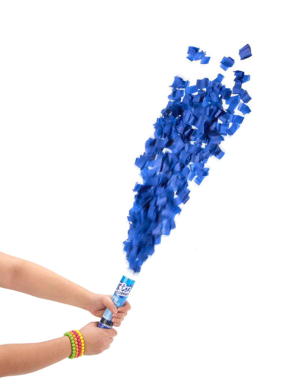 Canon à confettis pour fête bleu