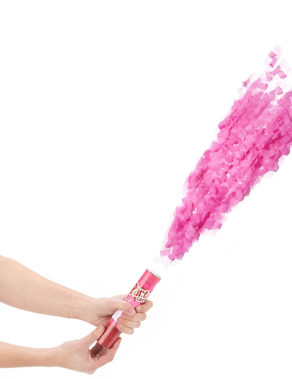 Canhão de confettis cor de rosa para festa cor de rosa