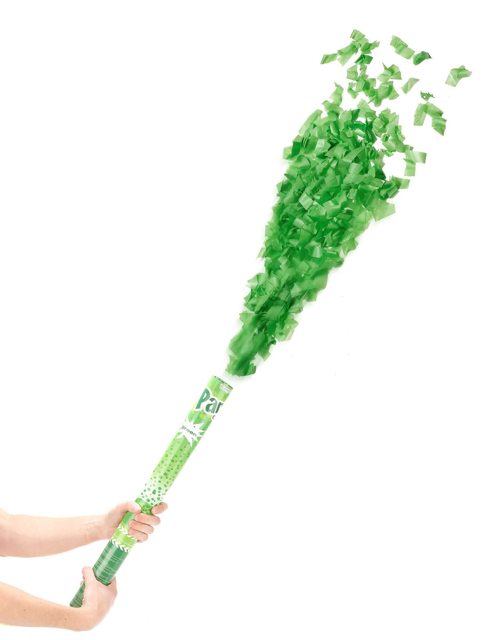 Canhão de confettis para festa verde