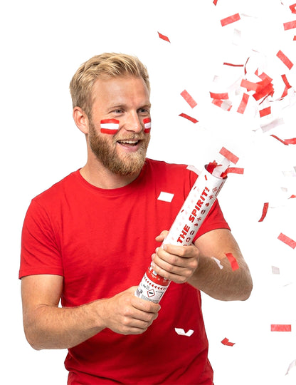 Canhão de confettis vermelho e branco