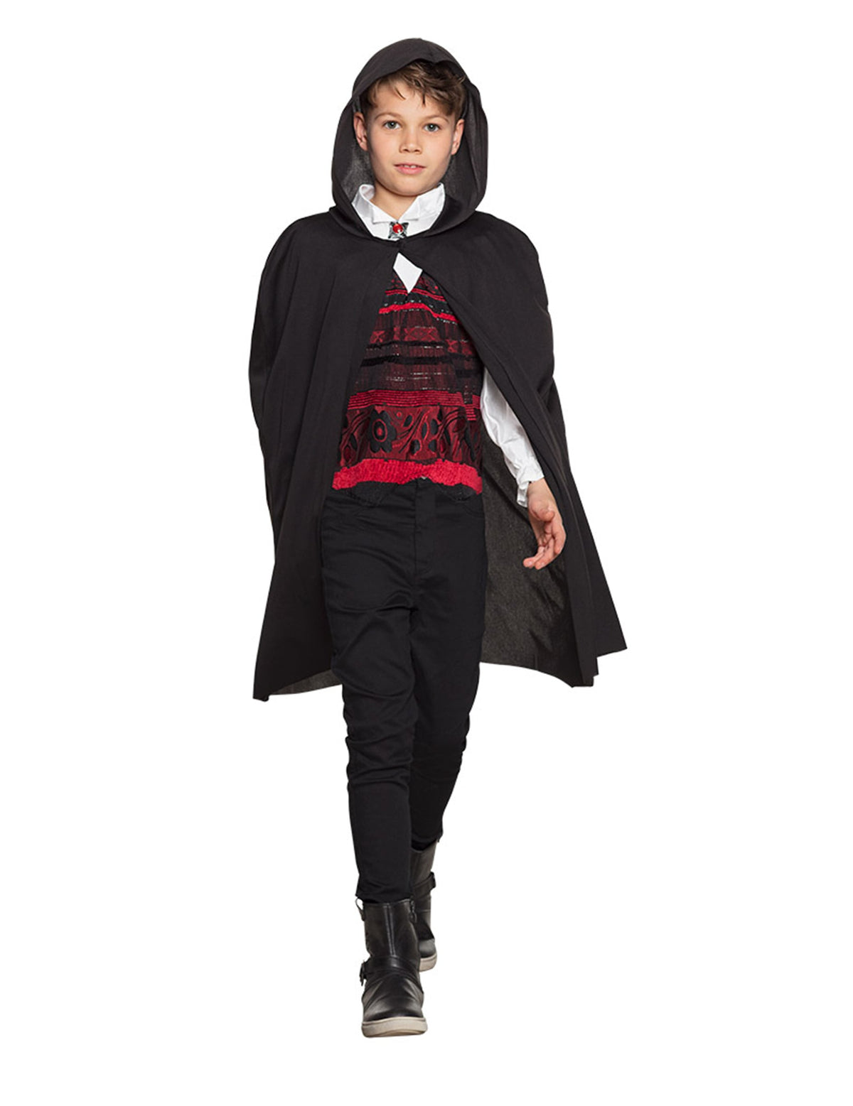 Cape à capuche Halloween pour enfant noire