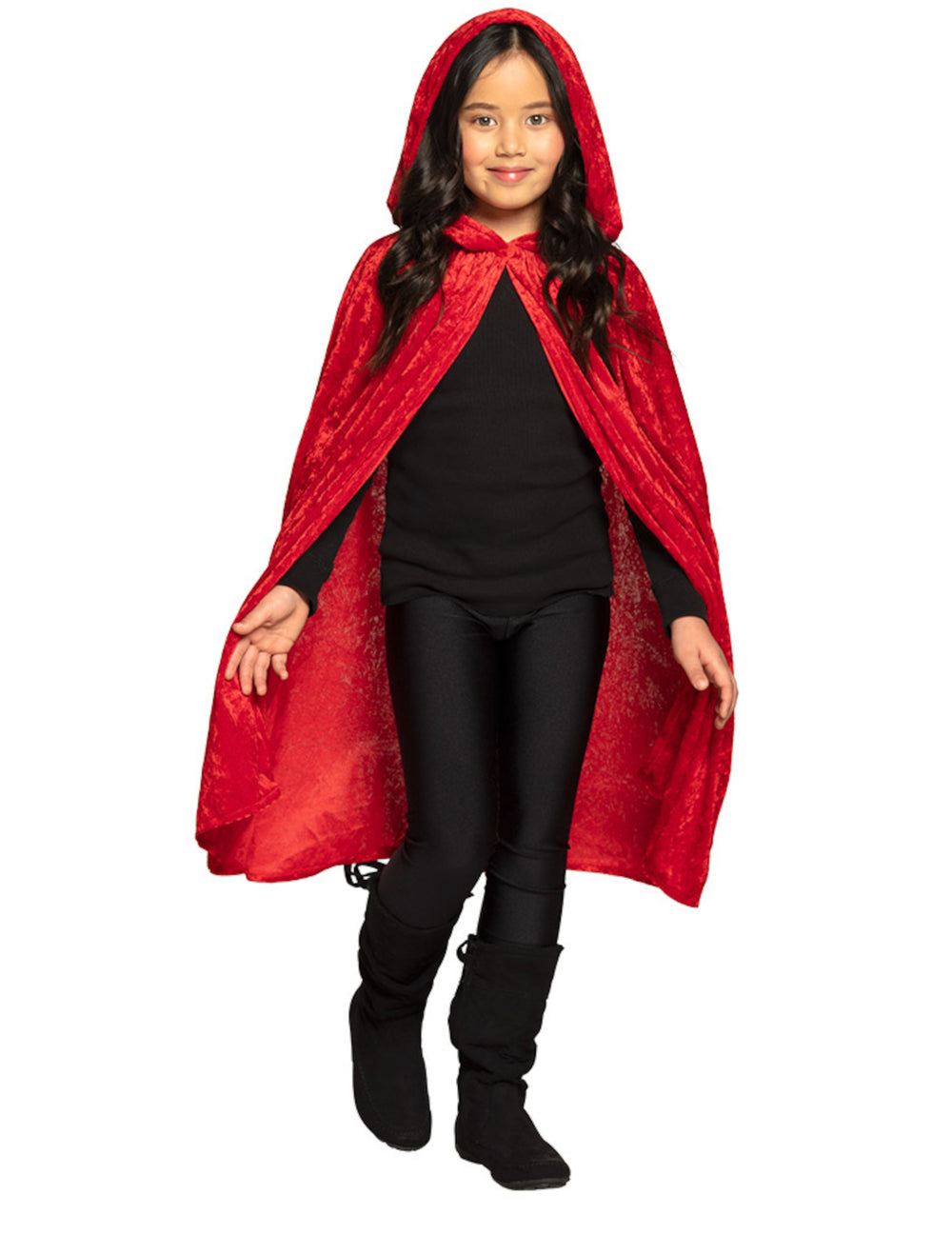 Cape à capuche velours pour enfant rouge