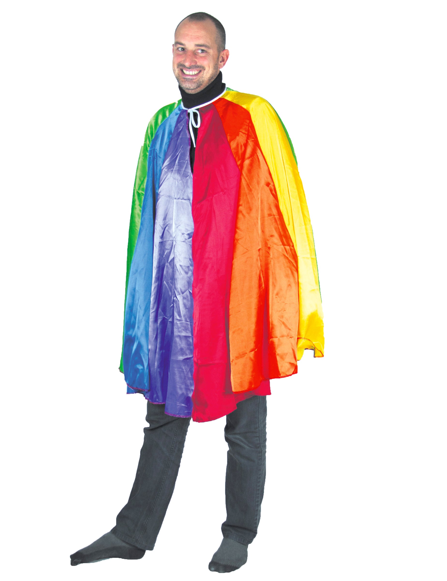 Cape arc-en-ciel pour adulte multicolore satinée