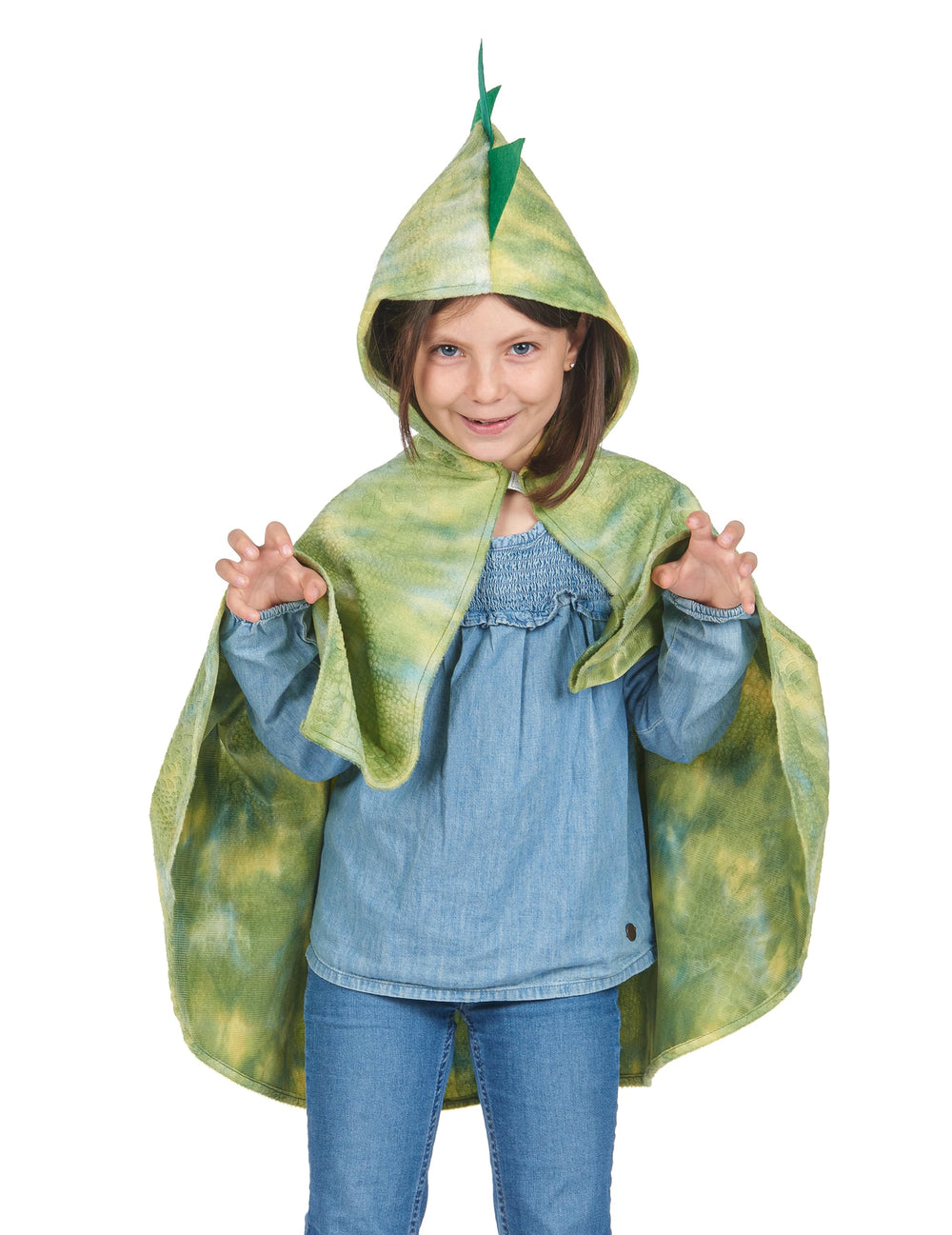 Vue de face de la cape de dinosaure pour enfant
