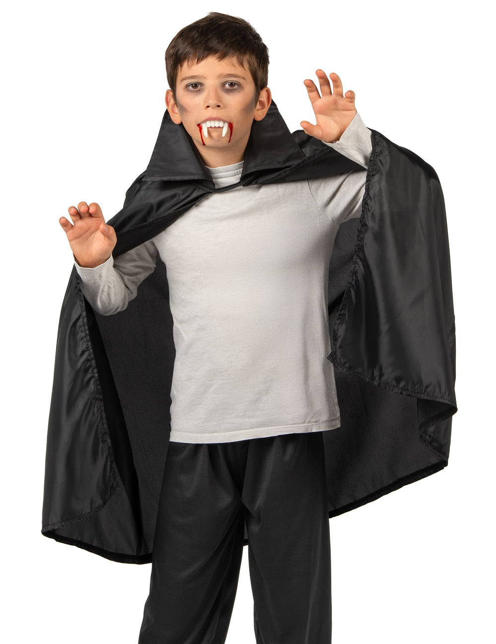 Cape de vampire Halloween pour enfant noire avec col montant