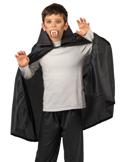 Cape de vampire Halloween pour enfant noire avec col montant