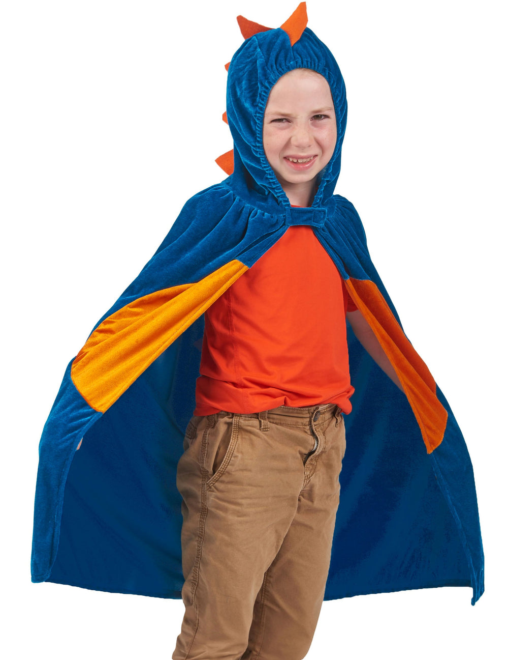 Vue de face de la cape dinosaure pour enfant