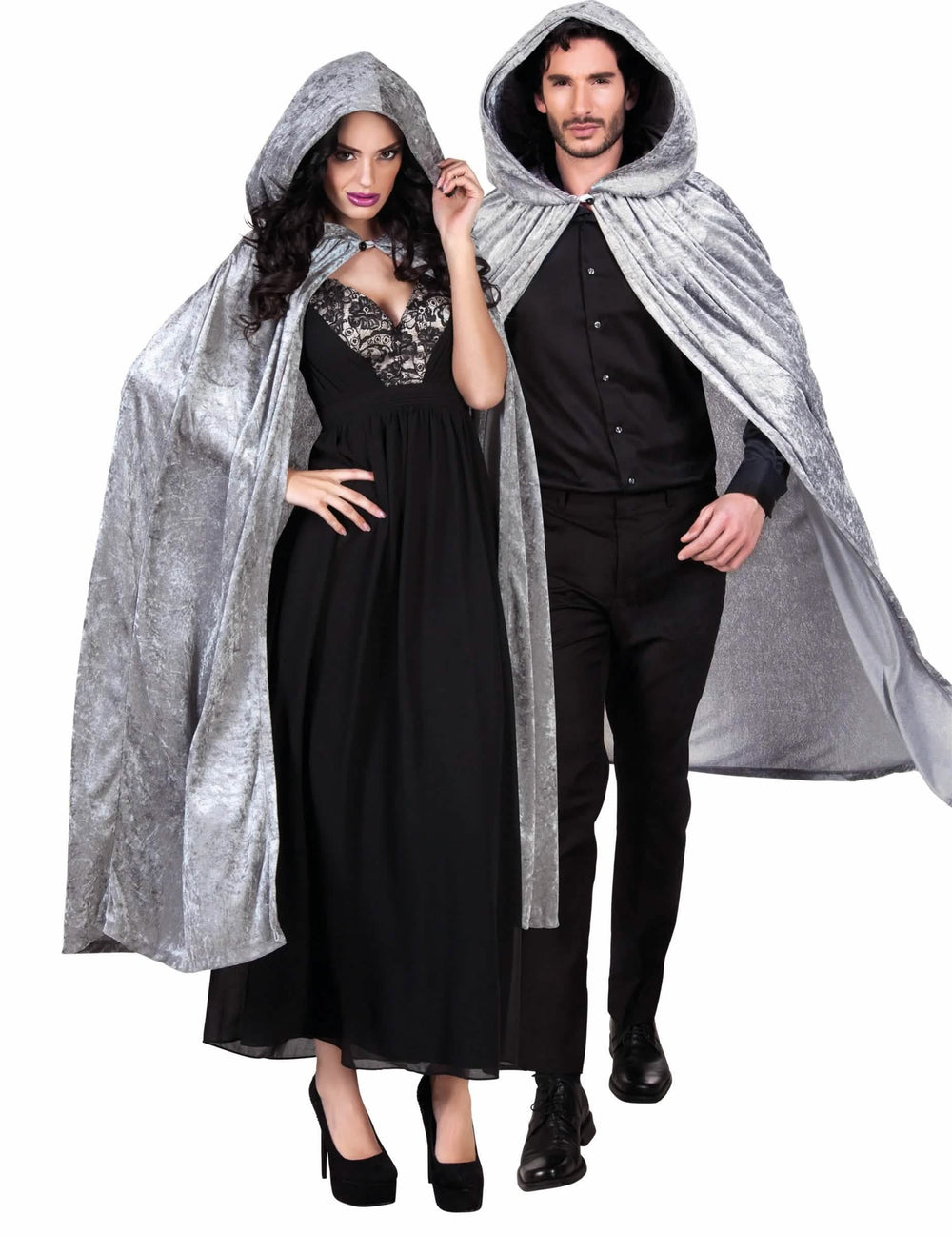 Cape de halloween para adulto cinzenta com aspeto de veludo