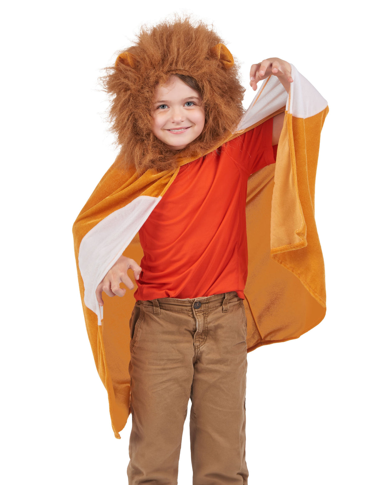 Vue de face de la cape lion pour enfant