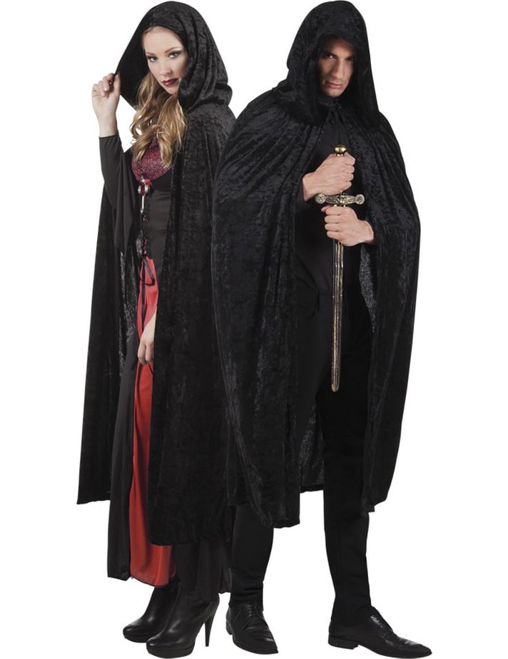 Cape Halloween pour adulte noire aspect velours