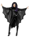 Cape de chauve-souris pour femme noire avec grandes ailes