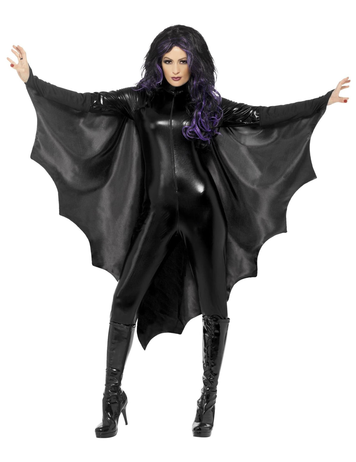 Cape de chauve-souris pour femme noire avec grandes ailes