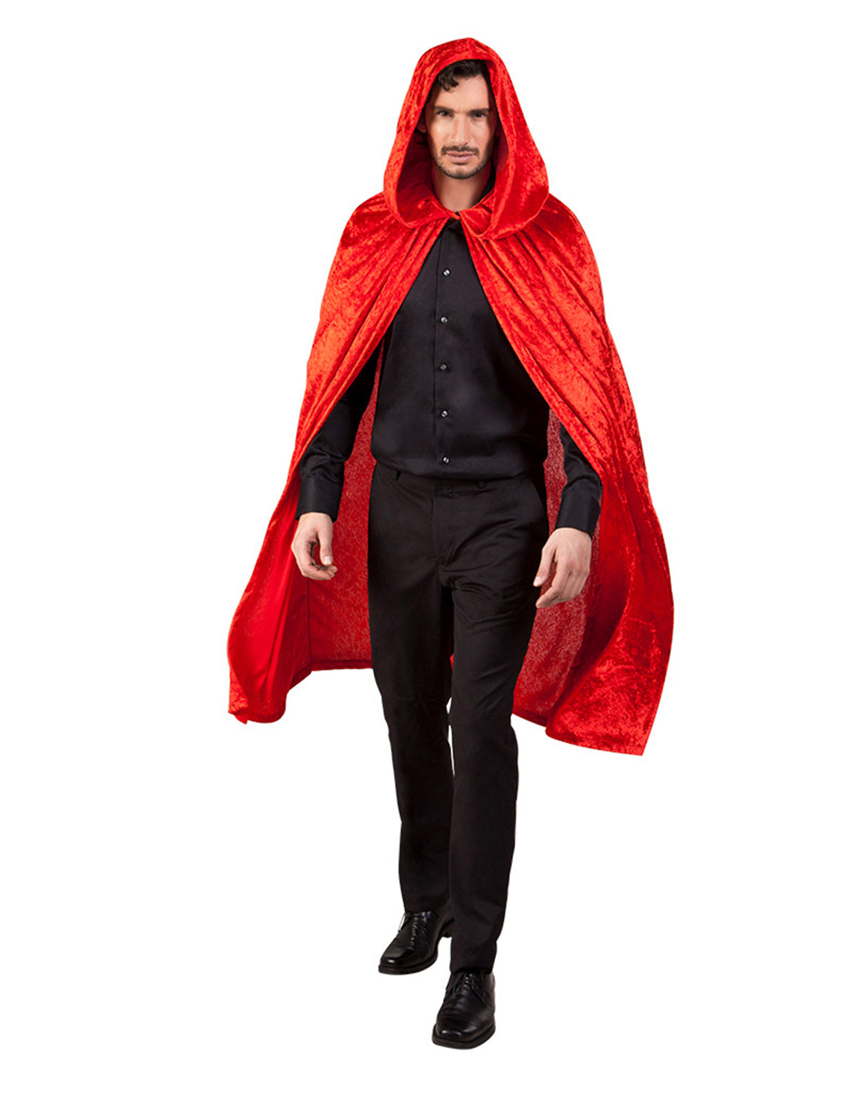 Capa vermelha aspeto veludo 120 cm adulto Halloween