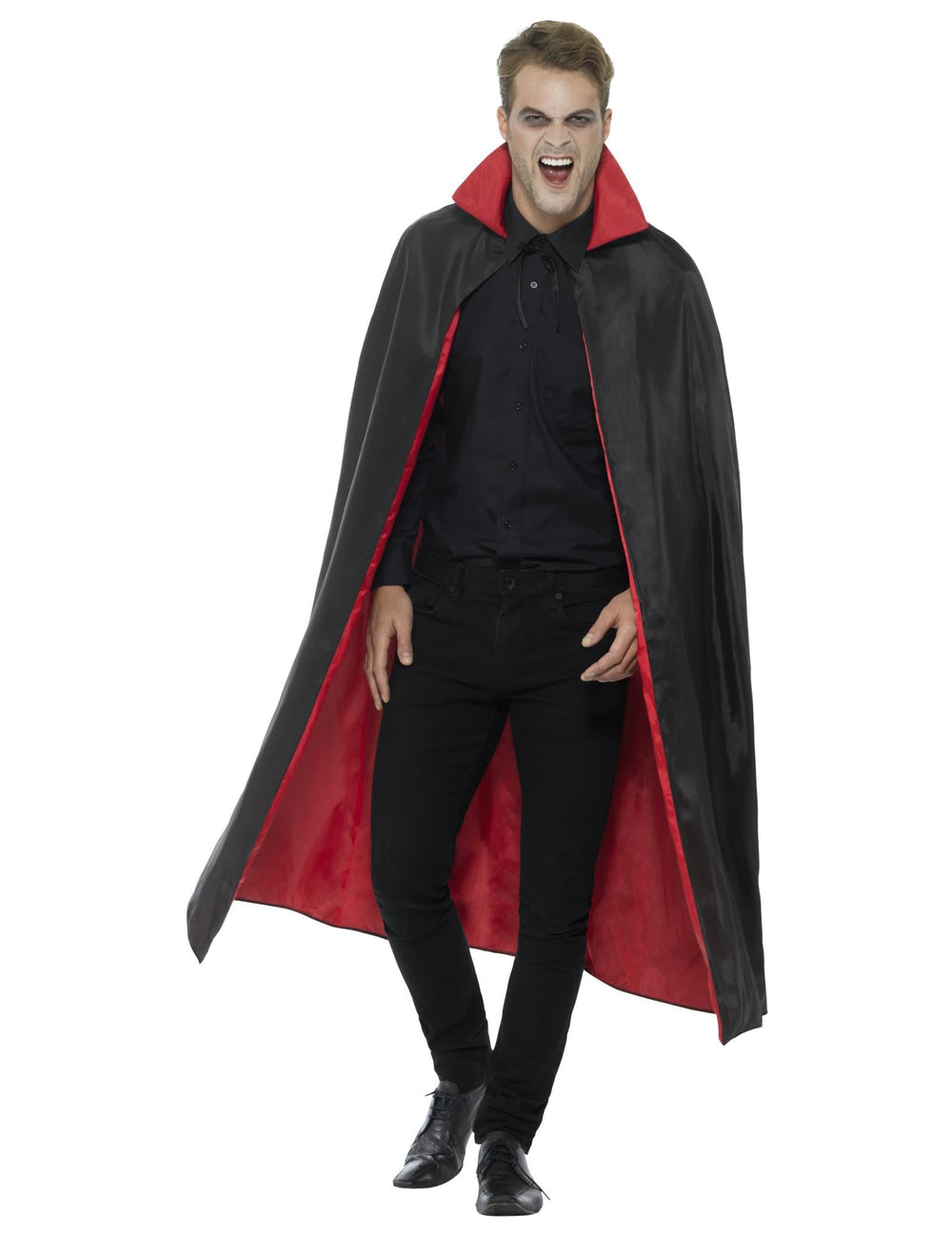 Cape satinée de vampire pour adulte réversible noire et rouge