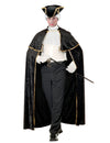 Cape de séducteur vénitien avec jabot pour adulte noir et doré