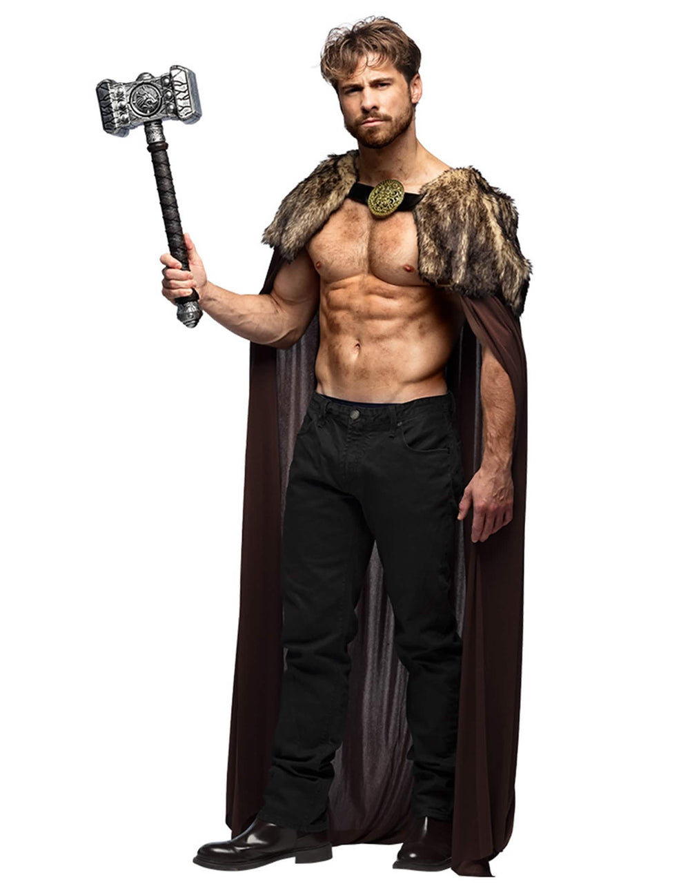 Martelo acessório usado com a capa senhor viking luxo para adulto