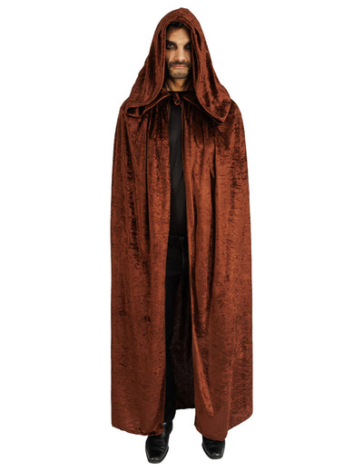Capa muito longa veludo castanho luxo 202 cm