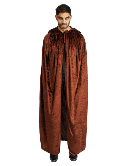 Capa muito longa veludo castanho luxo 202 cm