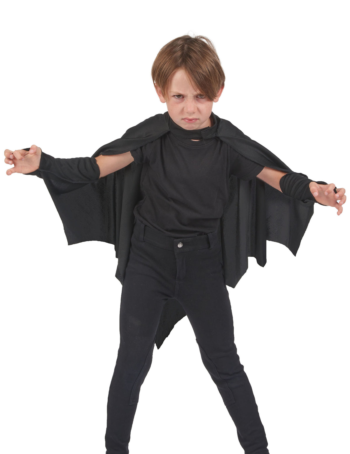 Vue de face de la cape vampire chauve-souris pour enfant