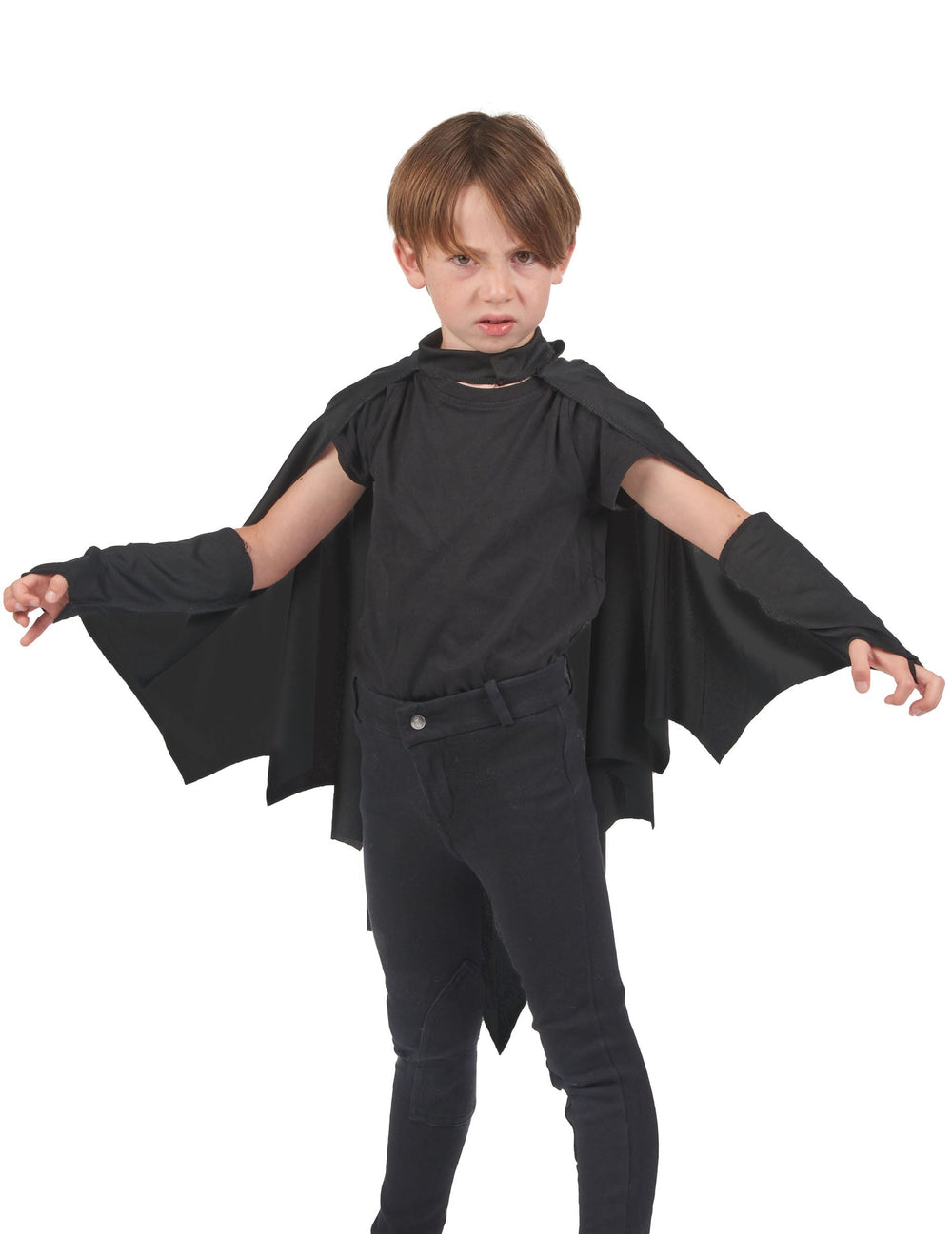 Détail des manchettes de la cape vampire chauve-souris pour enfant