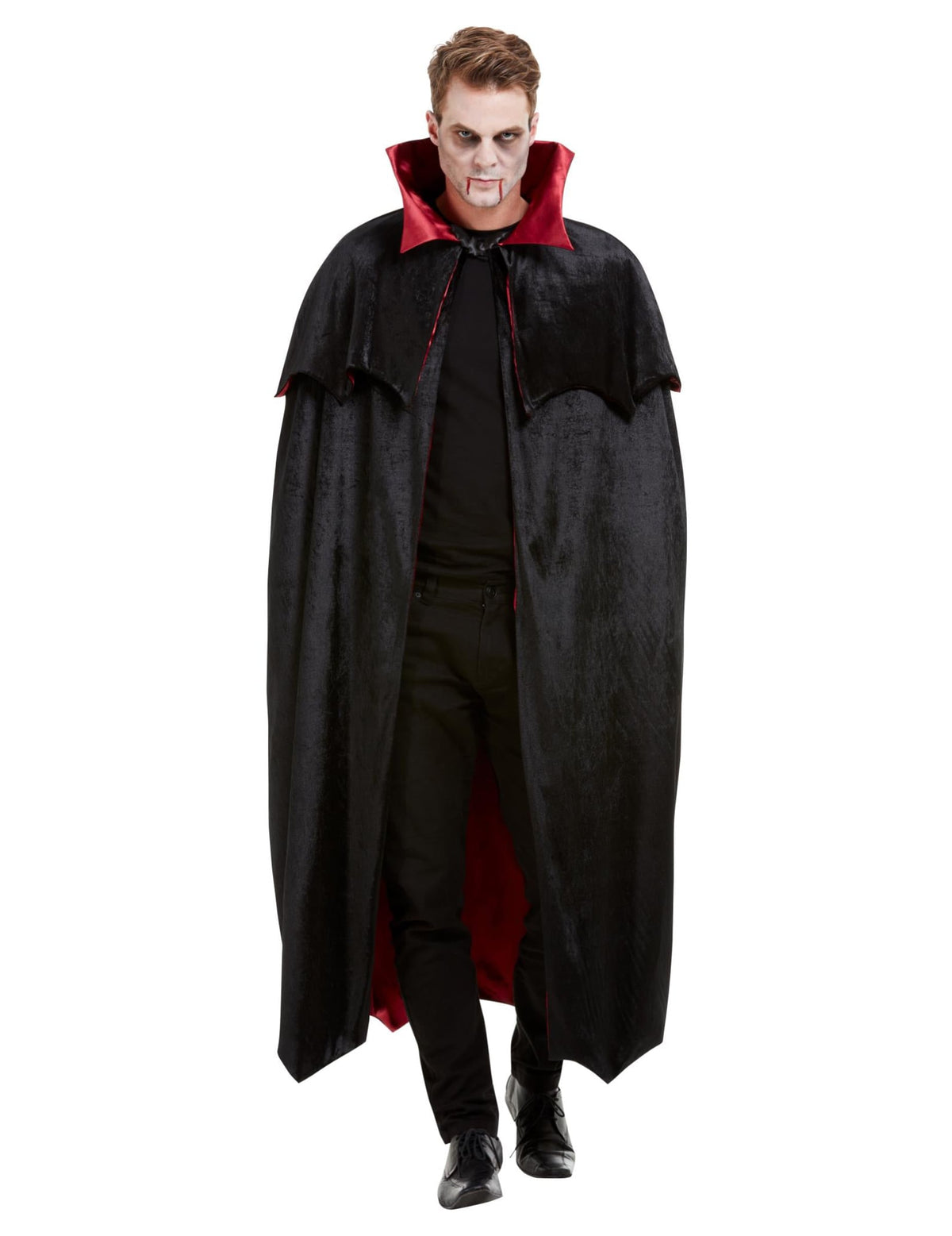 Vue de face de la cape de vampire luxe en velours pour adulte