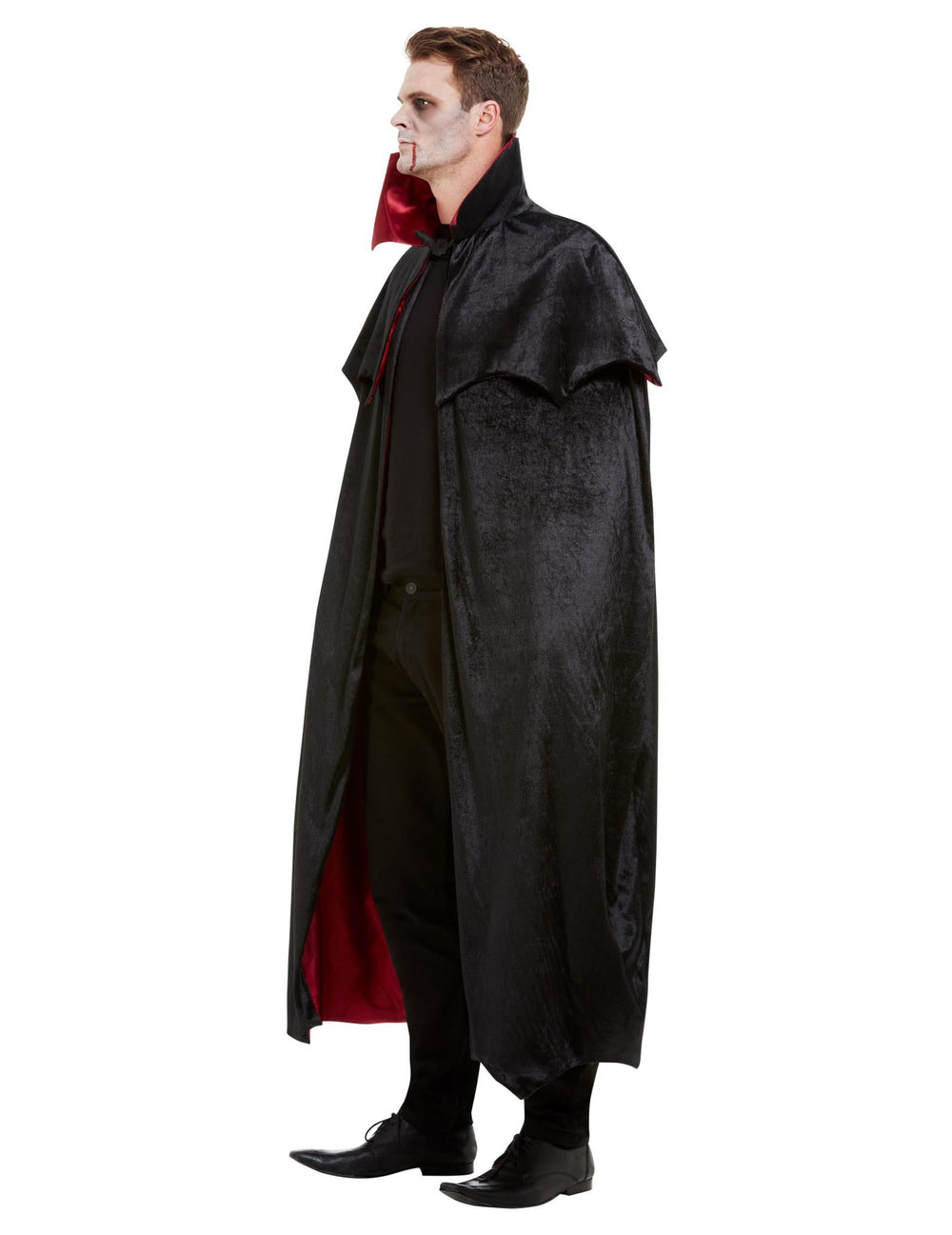 Vue de profil de la cape de vampire luxe en velours pour adulte