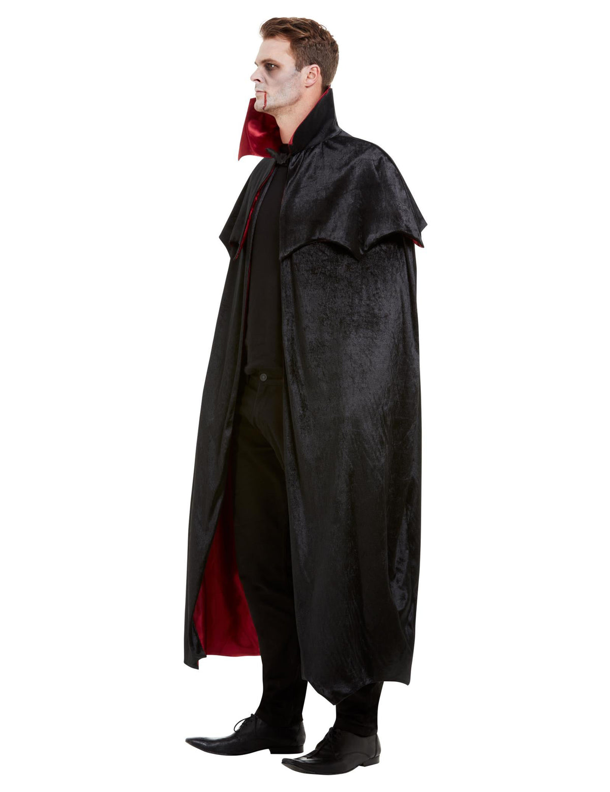 Vue de profil de la cape de vampire luxe en velours pour adulte