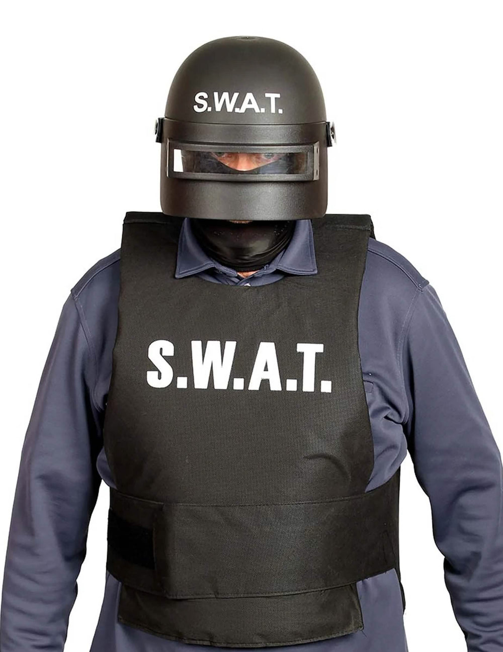 Capacete anti-motins SWAT para adulto preto com viseira