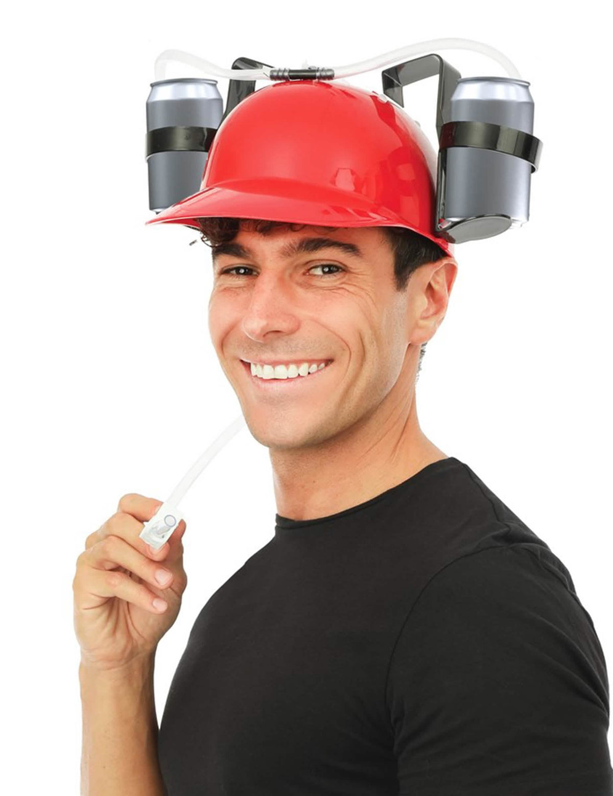 Capacete anti-sede para adulto vermelho com suporte para latas